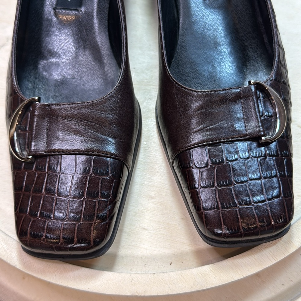 Etienne Aigner Manzol Croc Print Square Toe Pumps Size 9.5 - Picture 9 of 9